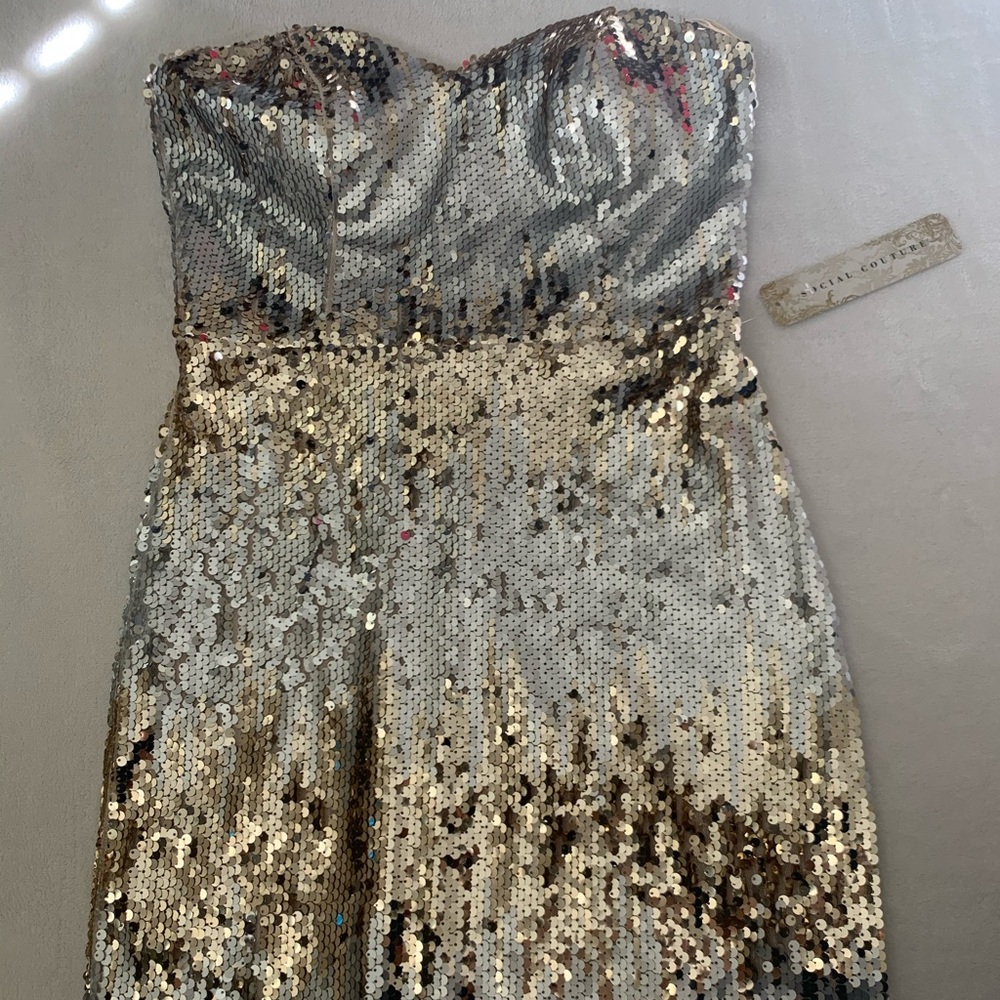 NWT Social Couture Strapless Sequin Dress